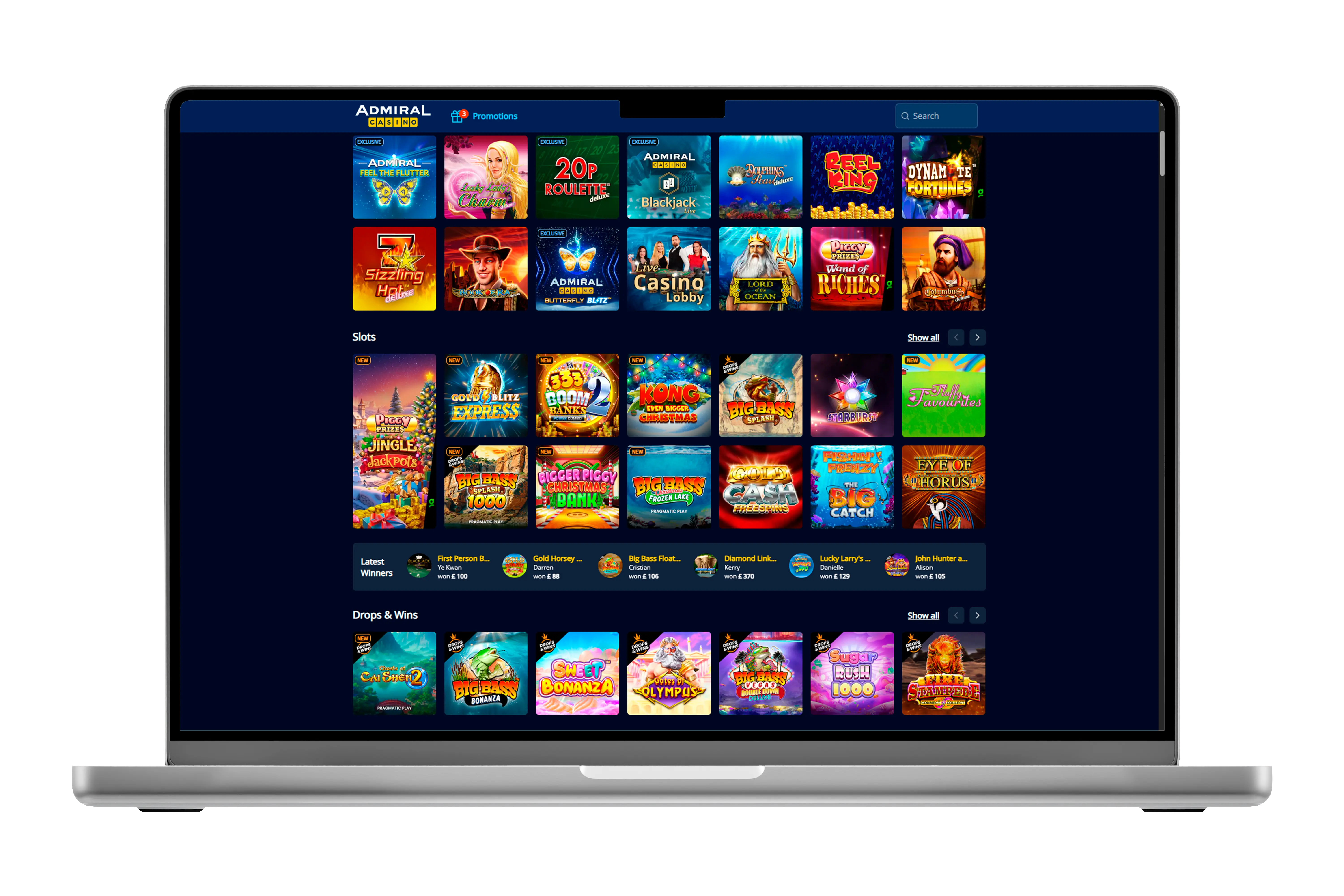 Turnkey casino platform UI